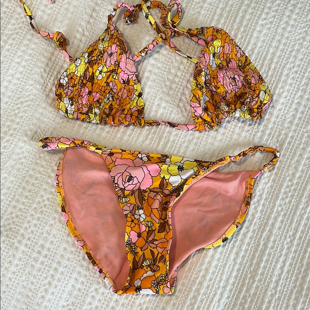 Floral Target Bikini Set in Pink and Orange Size Medium NWOT